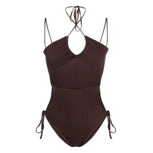 Andrea Adamo Halterneck-Fastening Ribbed-Knit Bodysuit